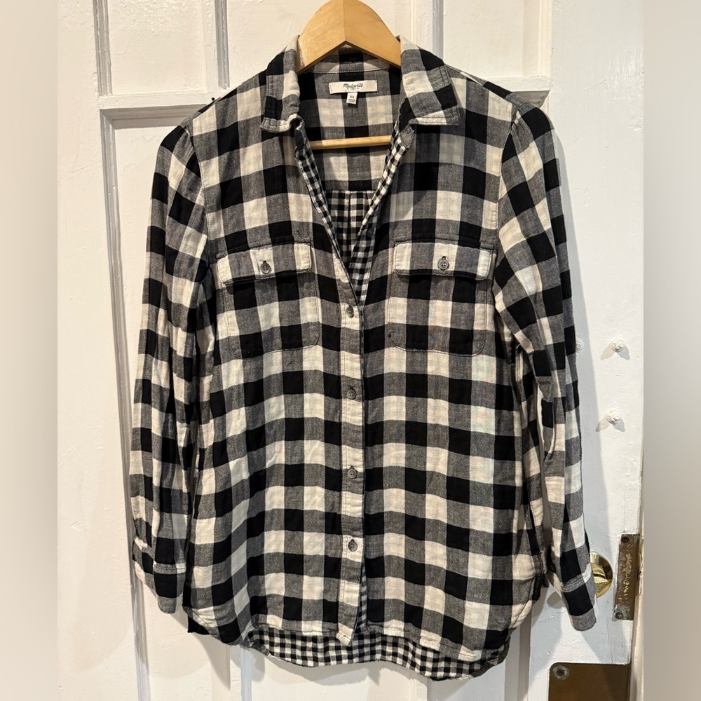 Madewell Black and White Checkered Shirt